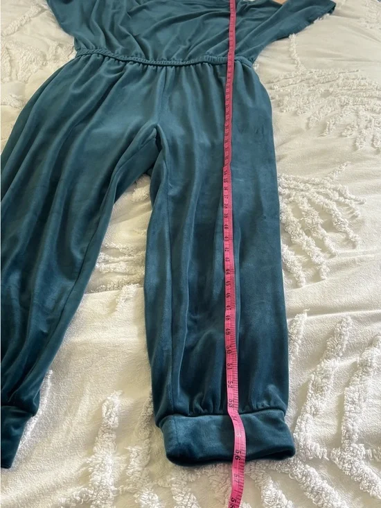 Anthropologie Velvet Jumpsuit in Teal Blue - Picture 11 of 12